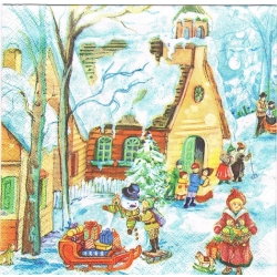 Serwetka   -3201-  dzieci, Mikołaj